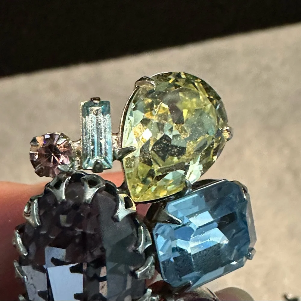 Alice Caviness Clustered Rhinestone Vintage Clip Earrings